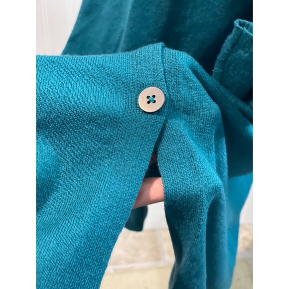J. Jill Womens Teal Cardigan Sweater M Polyester Wool Blend With Pockets - Picture 5 of 16
